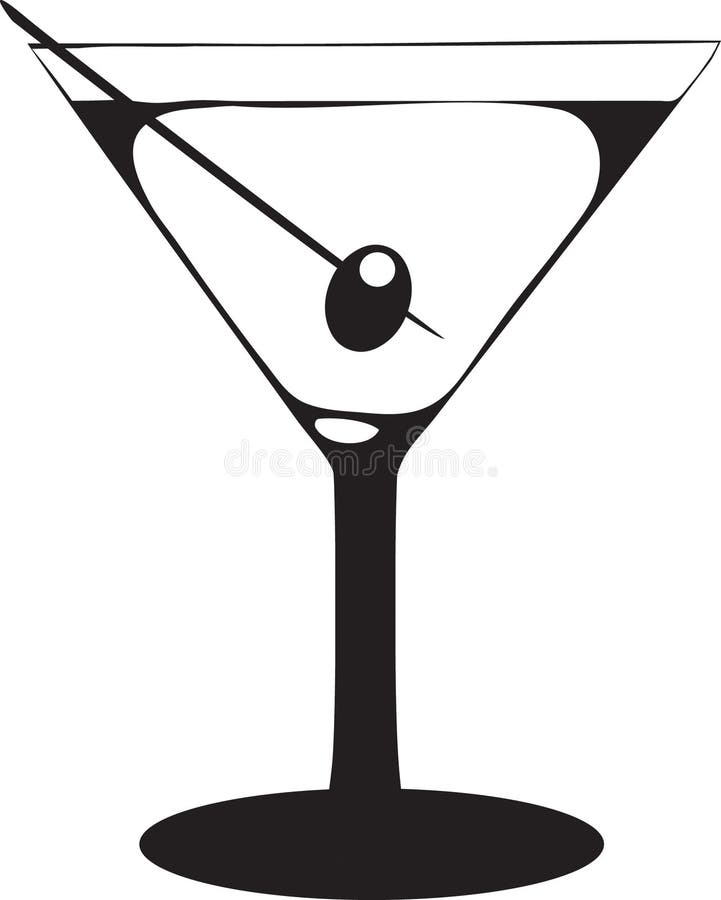 Martini Glass with Olive