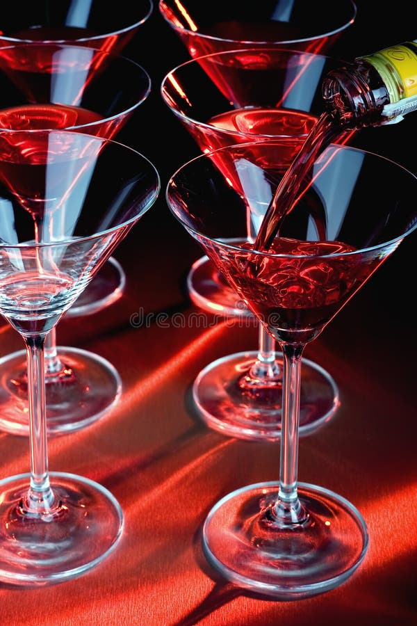 Martini glasses and liquor