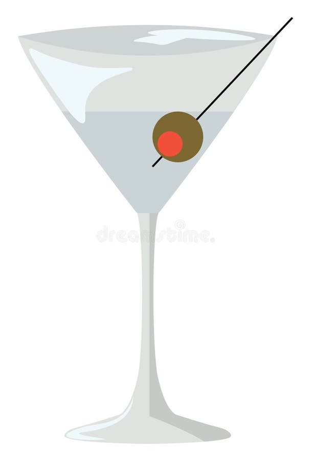 Martini with Olive in Glass Stock Vector Illustration of cartoon