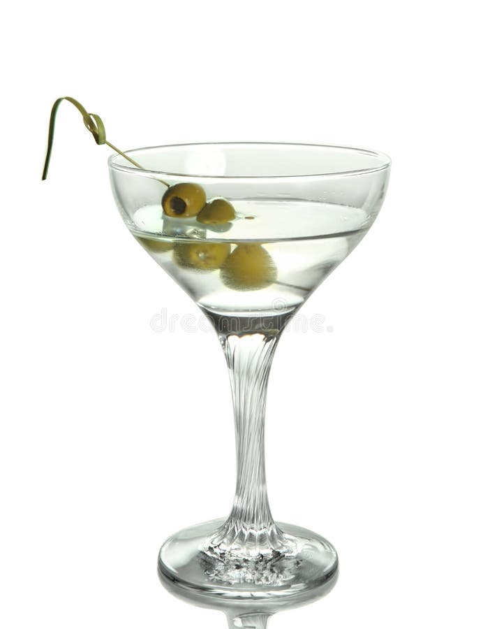 Martini with olives in a martini glass, isolated on white background stock photo Martini with olives in a martini glass, isolated on white background stock photo