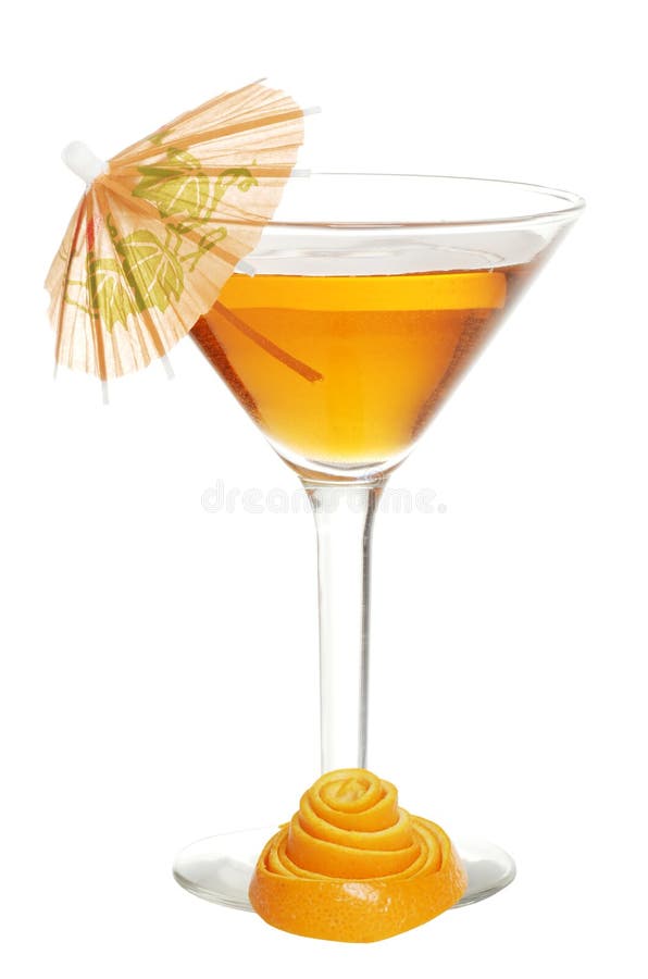 Verre De Martini Orange Rouge Avec Du Sucre Et Des Feuilles De Menthe