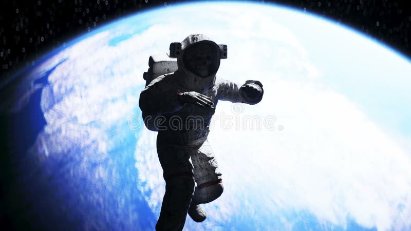 Martwy astronauta w kosmosie. renderowanie zwłok 3d.