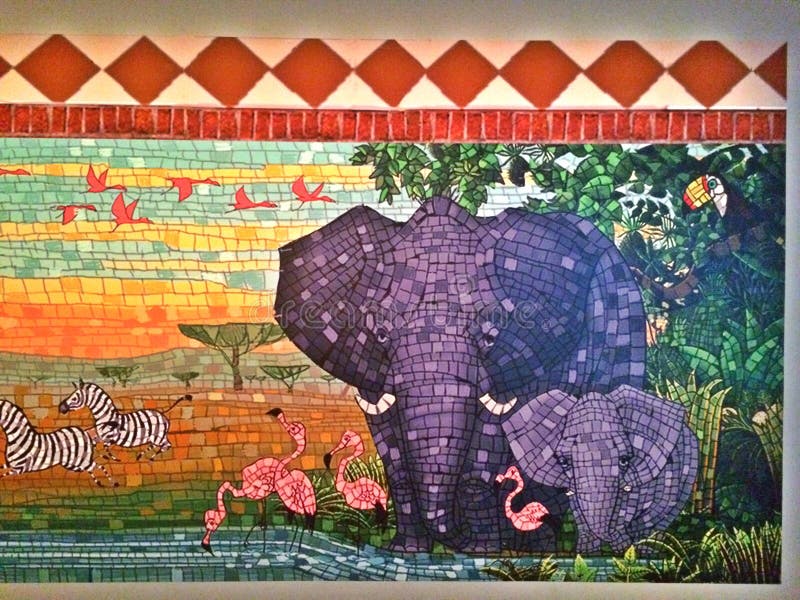 Marty and the Jungle Mural - selected portion showing the elephants, flamingoes and other animals, based on the animated movie Madagascar. This artwork is part of Dreamworks animation exhibition in Singapore (13 June to 27 September 2015). Marty and the Jungle Mural - selected portion showing the elephants, flamingoes and other animals, based on the animated movie Madagascar. This artwork is part of Dreamworks animation exhibition in Singapore (13 June to 27 September 2015).