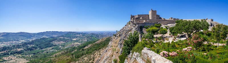 The Marvao Castle located on top of a cliff with a view over the Alto Alentejo landscape royalty free stock images The Marvao Castle located on top of a cliff with a view over the Alto Alentejo landscape royalty free stock images
