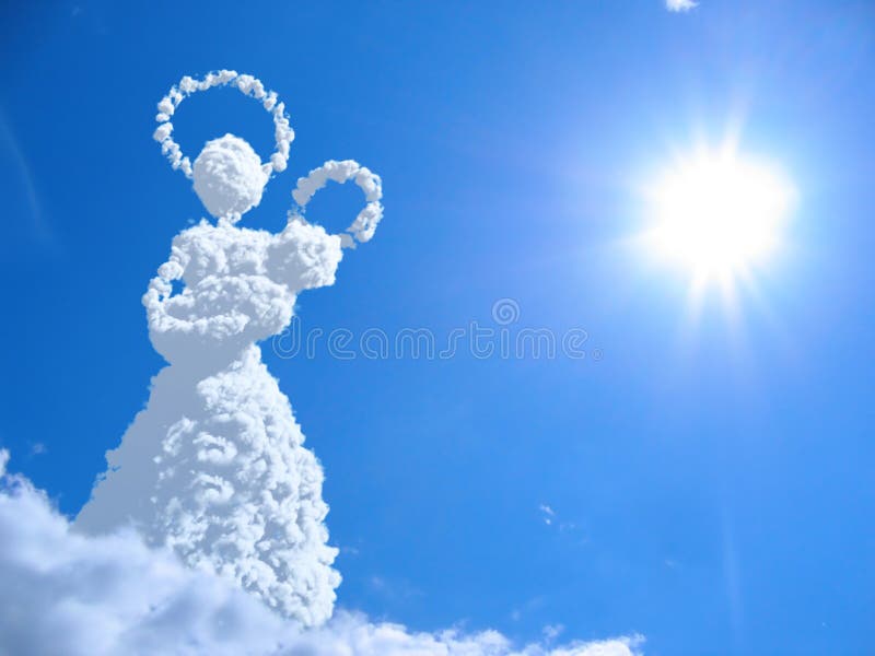 Mary. Mother of jesus. Clouds concept