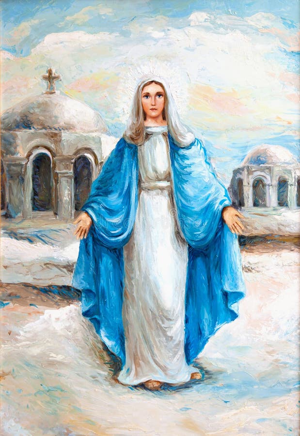 Maryja Dziewica Jezus I Dziecko Lasu Obraz Olejny Krajobrazowa Rzeka