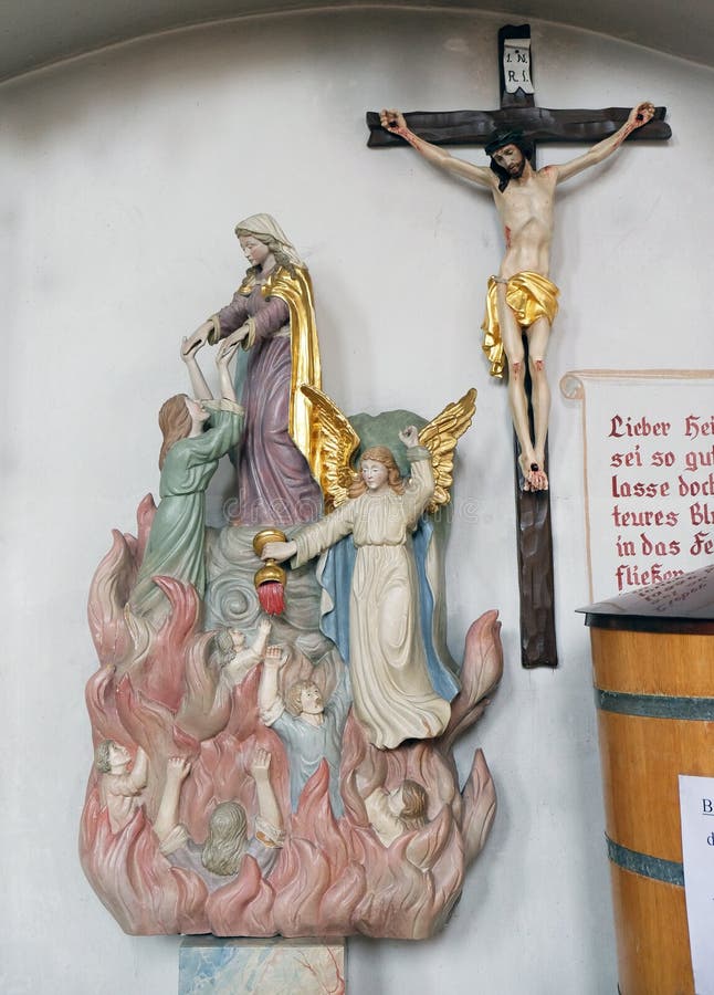 Maria salva almas do purgatório fotos de stock royalty free