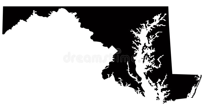 Vector file of Maryland map, USA, country, silhouette, Annapolis, Baltimore. Vector file of Maryland map, USA, country, silhouette, Annapolis, Baltimore