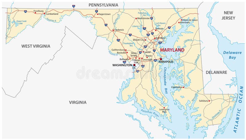 Maryland road vector map royalty free illustration Maryland road vector map royalty free illustration