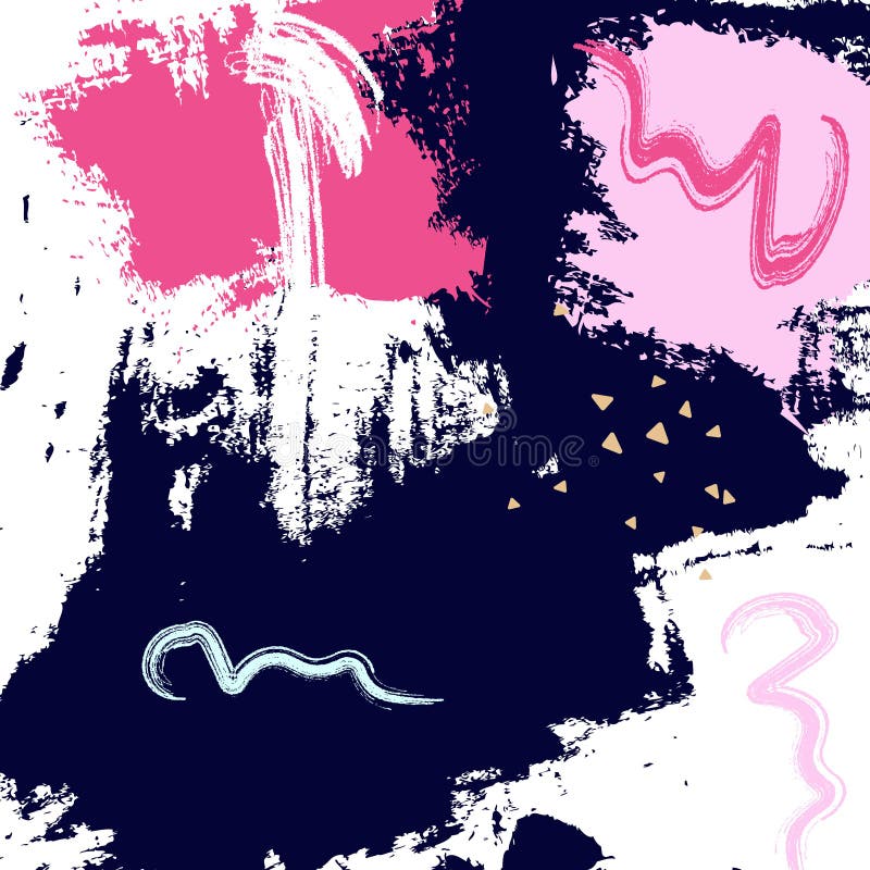 Marynarki wojennej różowego grunge graficzny projekt Farby swatch abstrakta wzór Grunge dynamiczni horisontal elementy Ręka rysuj royalty ilustracja