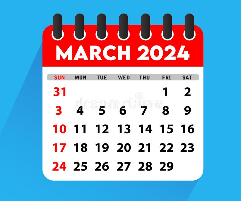 Marzec 2024 strona kalendarzowa rocznej miesięcznej sesji miesięcznej marsz 2024 wektorowa prezentacja ilustracji