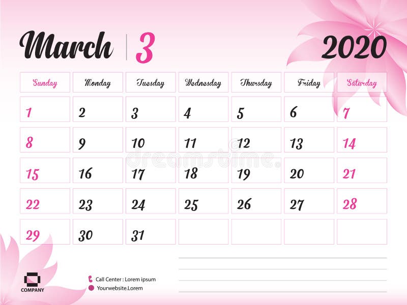Marzo 2020 modello di anno, vettore 2020, progettazione del calendario da scrivania, concetto rosa per i cosmetici, bellezza, sta royalty illustrazione gratis Marzo 2020 modello di anno, vettore 2020, progettazione del calendario da scrivania, concetto rosa per i cosmetici, bellezza, sta royalty illustrazione gratis