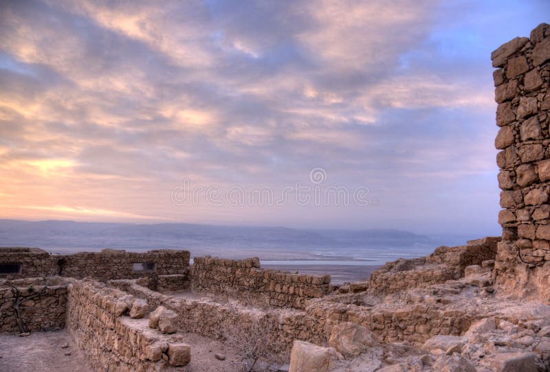 Masada fortress and Dead sea