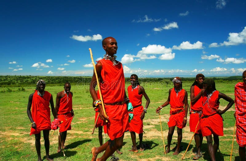 Masai warrior dancing traditional dance stock images