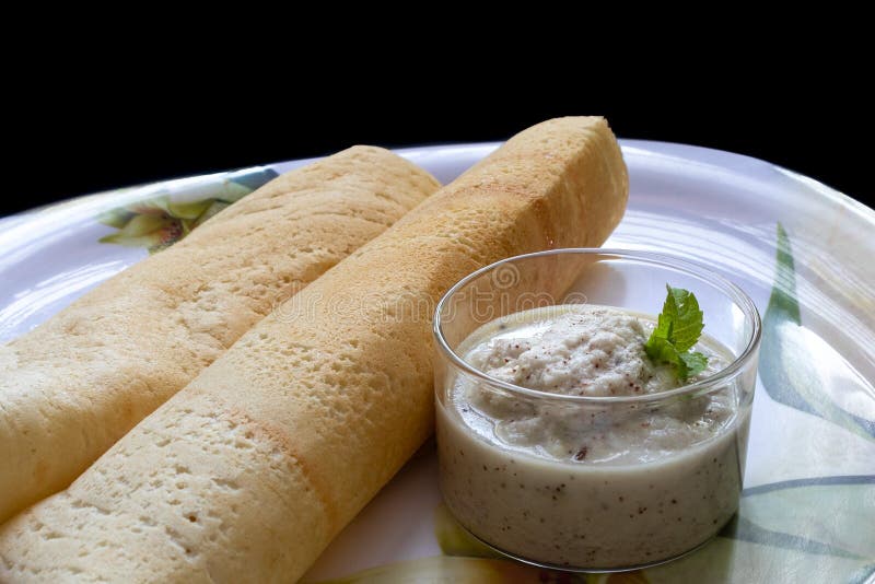 Masala Dosa with Coconut Chutney. Stock Image - Image of plate, coconut