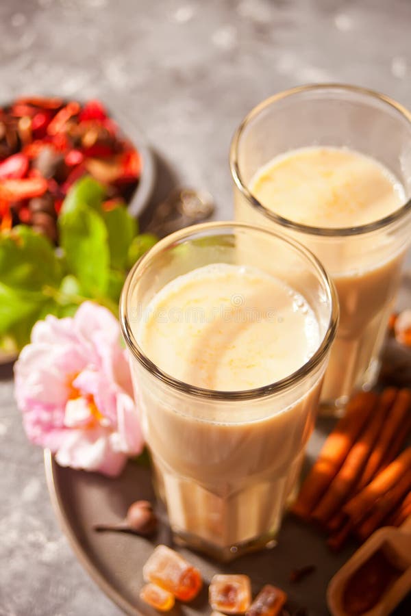 Masala Tea Chai with Milk and Spices Stock Image Image of asian