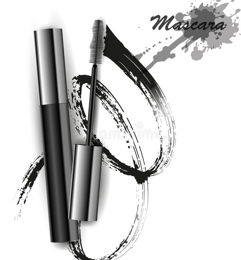 Mascara and Brush Stroke Vector, Beauty and Cosmetic Background. Vector