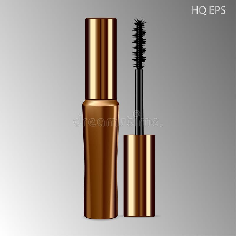 Download Mascara Mockup Gold Package Eyelash Applicator Stock Vector - Illustration of glamour, mock ...