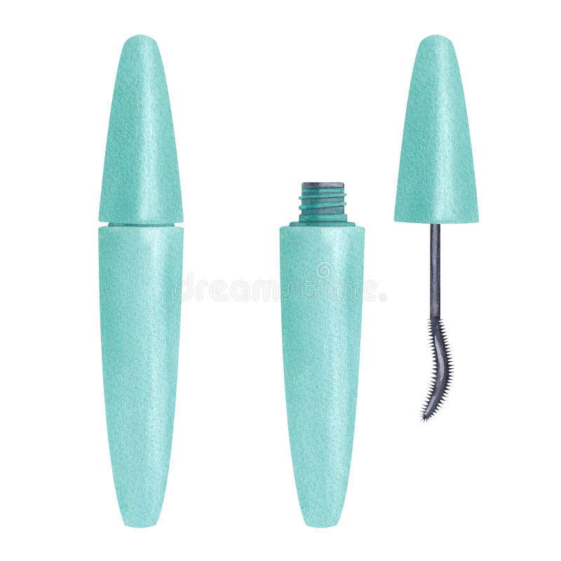 Mascara in a Turquoise Color. Watercolor Hand Drawn Stock Image Image of product, shop 273328885