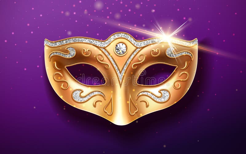 Maschera dorata di Colombina decorata con i diamanti illustrazione vettoriale Maschera dorata di Colombina decorata con i diamanti illustrazione vettoriale