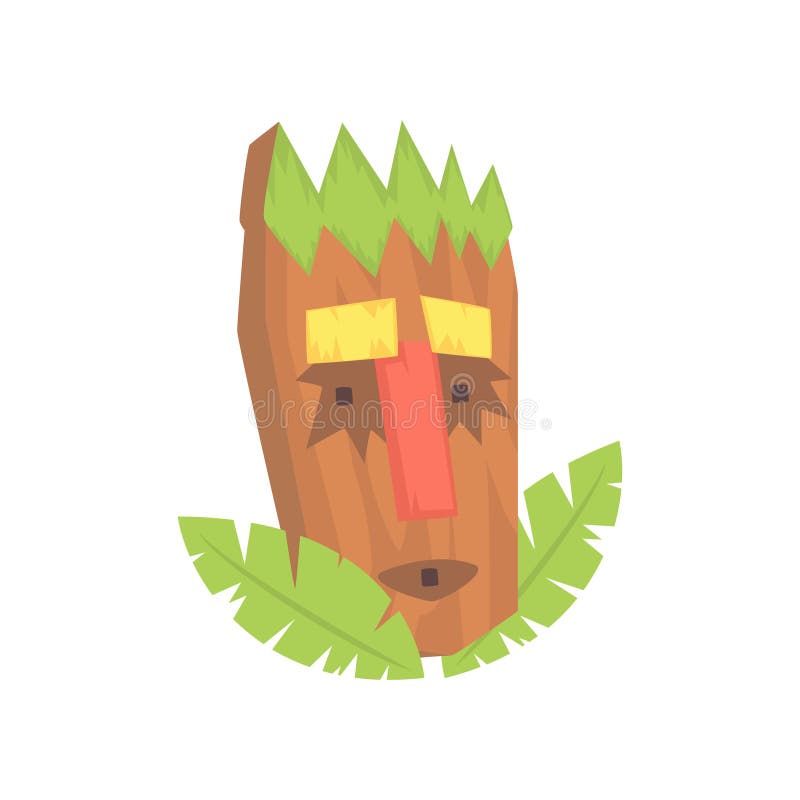 Maschera tropicale di Tiki, illustrazione tribale di vettore del fumetto del totem illustrazione di stock Maschera tropicale di Tiki, illustrazione tribale di vettore del fumetto del totem illustrazione di stock