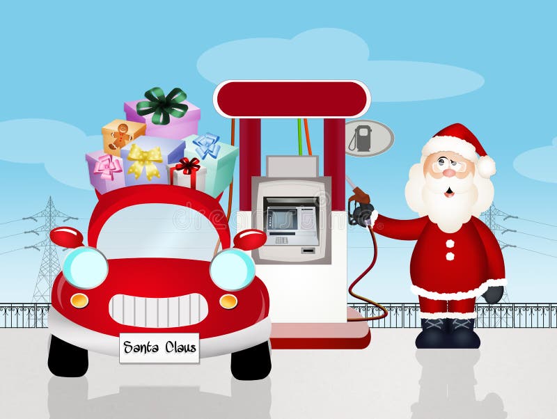 Illustration of machine of Santa Claus fuel happiness. Illustration of machine of Santa Claus fuel happiness