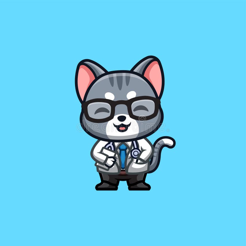 Domestic Cat Doctor Cute Creative Kawaii Cartoon Stock Illustration ...