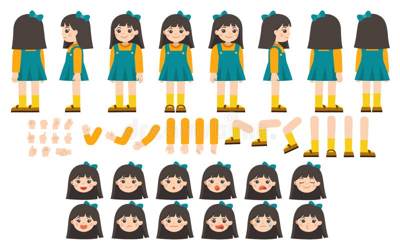 Mascot creation kit of little girl for different poses. royalty free illustration