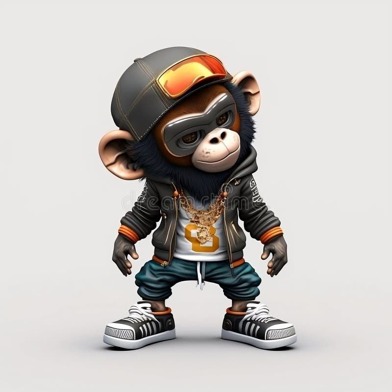 Mascot Hip Hop Cool Monkey stock illustration. Illustration of costume
