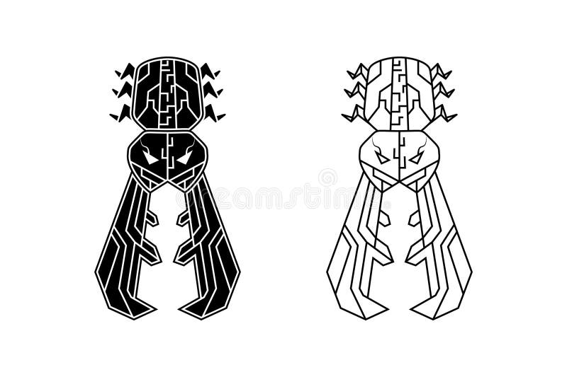 Mascot-illustration för svart och vitt skäggsmönster med robotkoncept vektor illustrationer