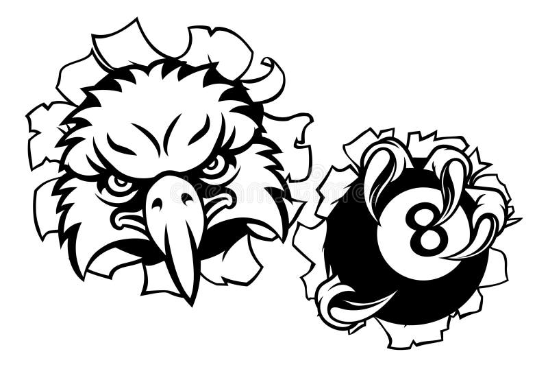 Mascot-kartong för 8-bollsbiljetter stock illustrationer