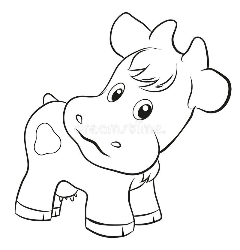Mascota. Caricatura. Imagen En Blanco Y Negro De Un Pequeño Libro De  Colorear Vacuno Para Niños. Stock de ilustración - Ilustración de aislado,  cubo: 203282952