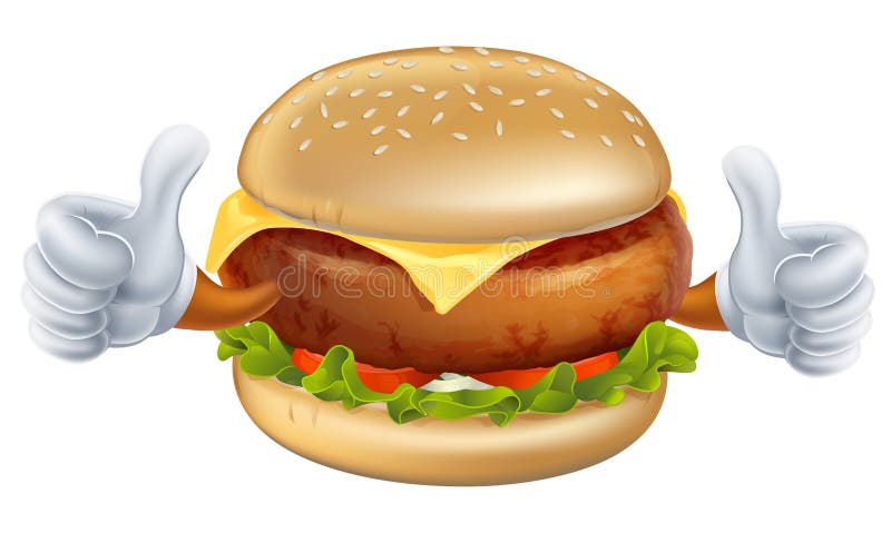 Mascota de la hamburguesa de la historieta