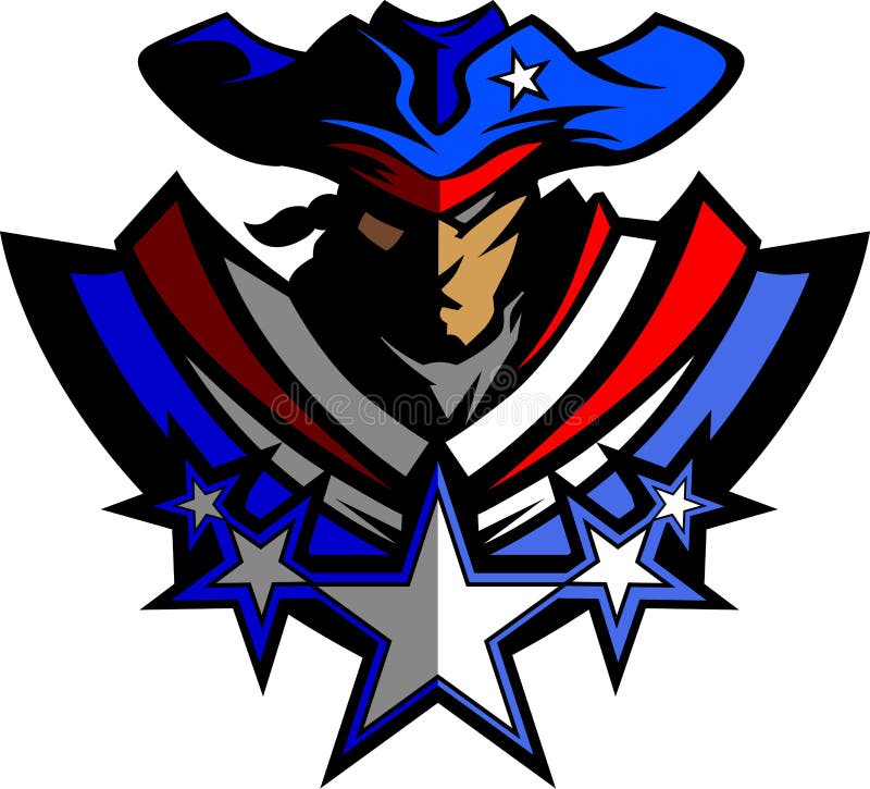 Mascota del patriota con las estrellas y el gráfico I del sombrero