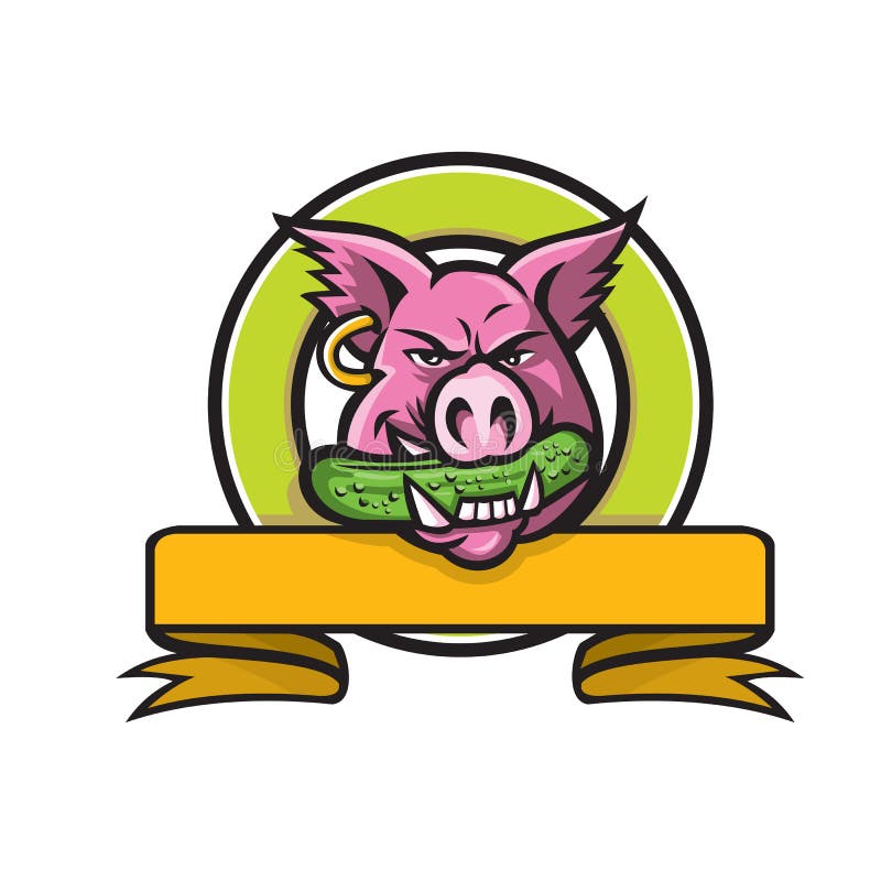 Mascota penetrante del círculo del pepinillo del jabalí libre illustration Mascota penetrante del círculo del pepinillo del jabalí libre illustration