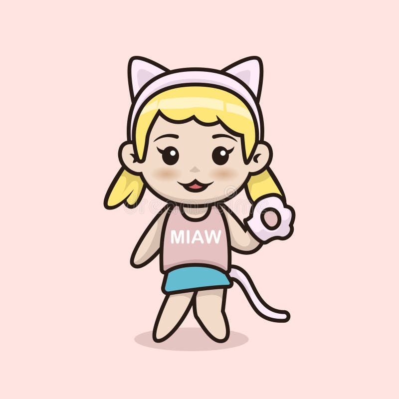 Design Do Logotipo Do Mascot Chibi Anime Giro Ilustração do Vetor