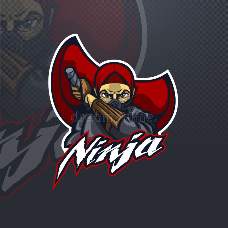 O ataque de gato ninja com logotipo de design de mascote esport stick