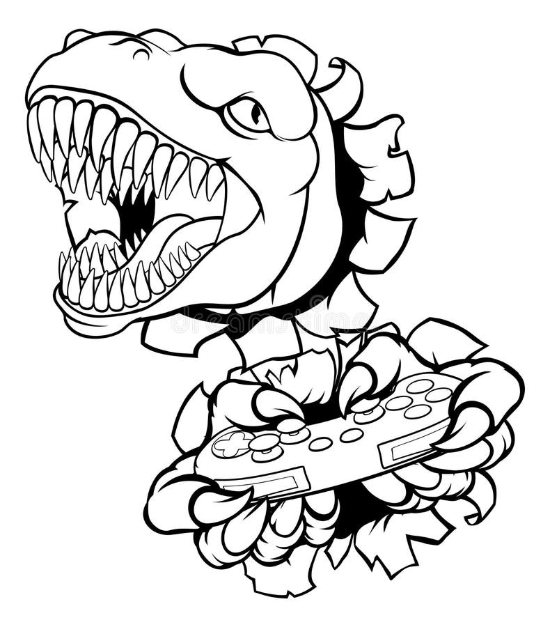 Jogador De Dinossauros Furioso T Rex Que Joga Ilustração do Vetor -  Ilustração de eletrônico, computador: 170239973