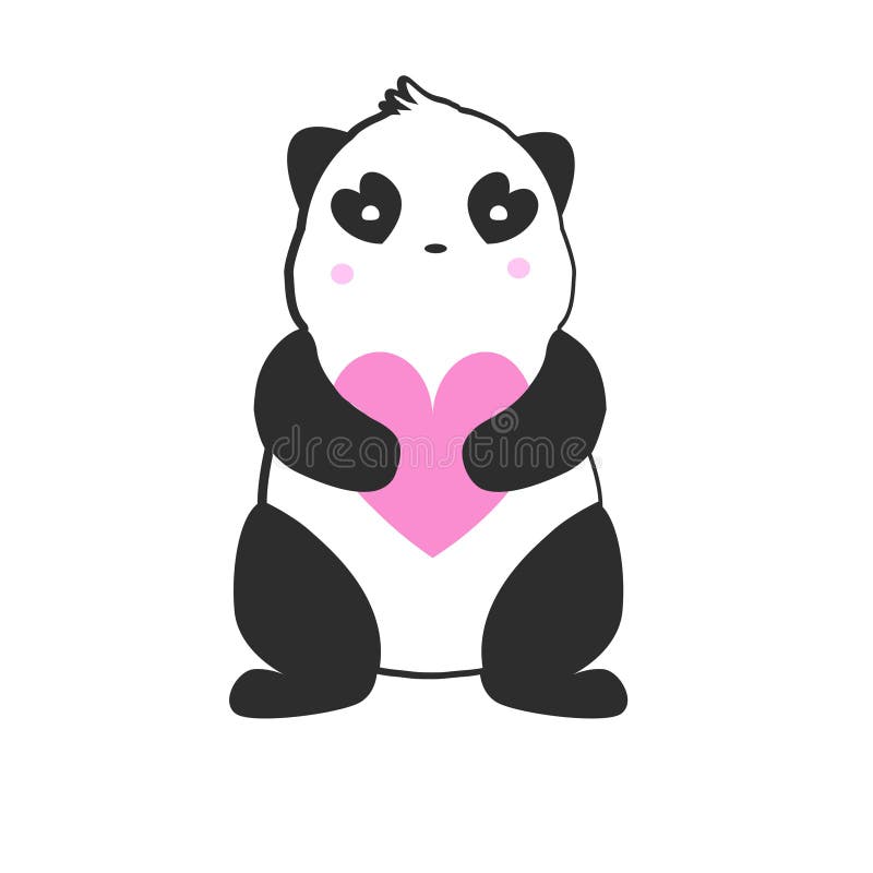 Panda bonito em estilo simples de desenho animado