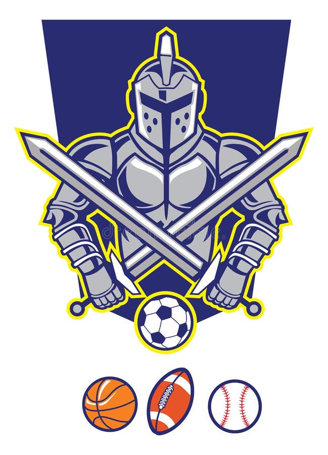 Mascote Titan com várias bolas de desporto ilustração royalty free
