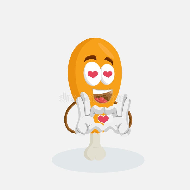 Mascote e fundo de Fried Chicken na pose do amor ilustração royalty free