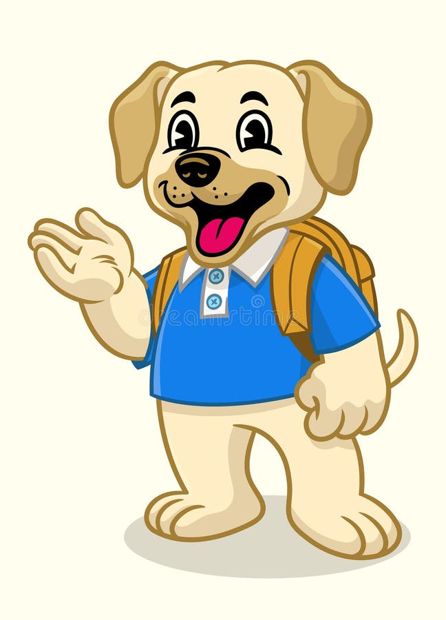 Mascote escolar feliz de Labrador Retriever ilustração stock