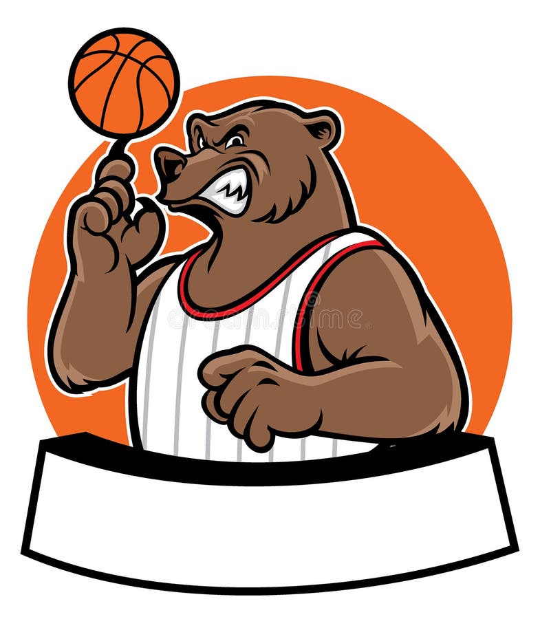 Vecteur De Conception De Logo De Mascotte De Basketball D'ours Avec Le