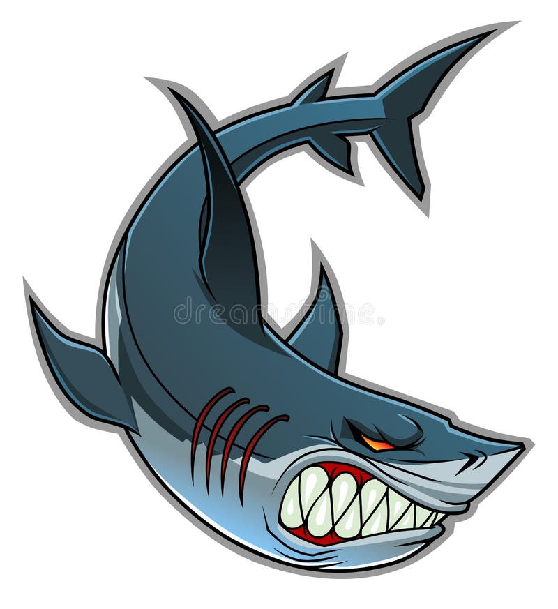 Vector illustration of cartoon angry shark. Vector illustration of cartoon angry shark.