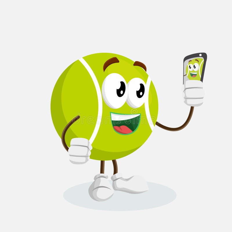 Mascotte et fond de tennis avec la pose de selfie illustration libre de droits Mascotte et fond de tennis avec la pose de selfie illustration libre de droits