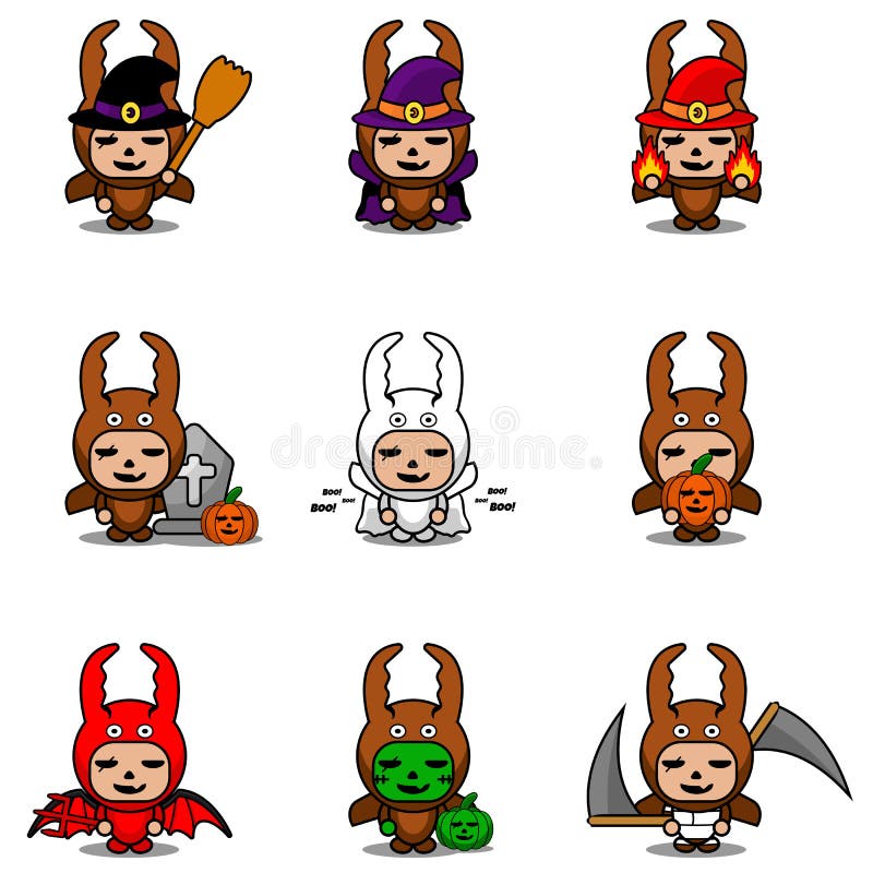Mascotte ha messo in piedi un coleottero da combattimento di Halloween illustrazione di stock
