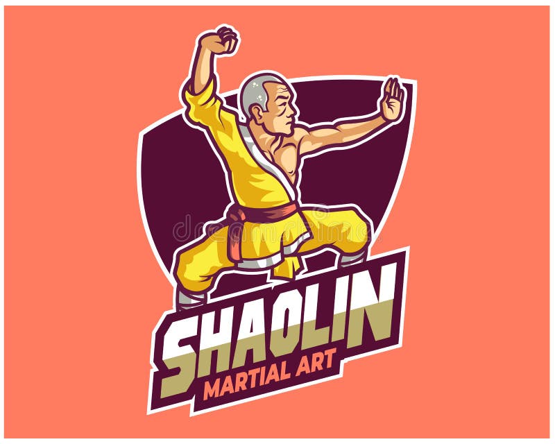 Mascotte matrice tradizionale Logo Badge del fumetto di Shaolin Kungfu di buddismo