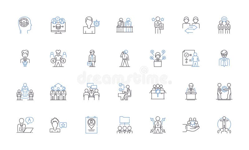 Masculine economy line icons collection. Strength, Power, Dominance, Aggression, Competition, Ambition, Success vector stock illustration