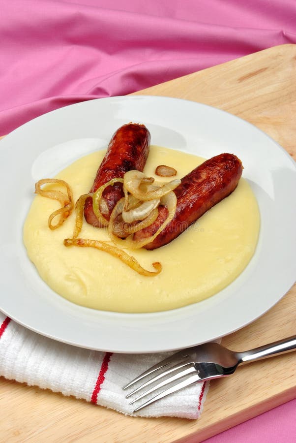 Mash Potato and Home Made Sausage Stock Photo Image of culinary