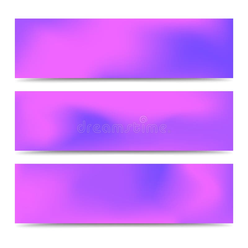 Smooth Abstract Blurred Gradient Pink Banners Set Stock Vector
